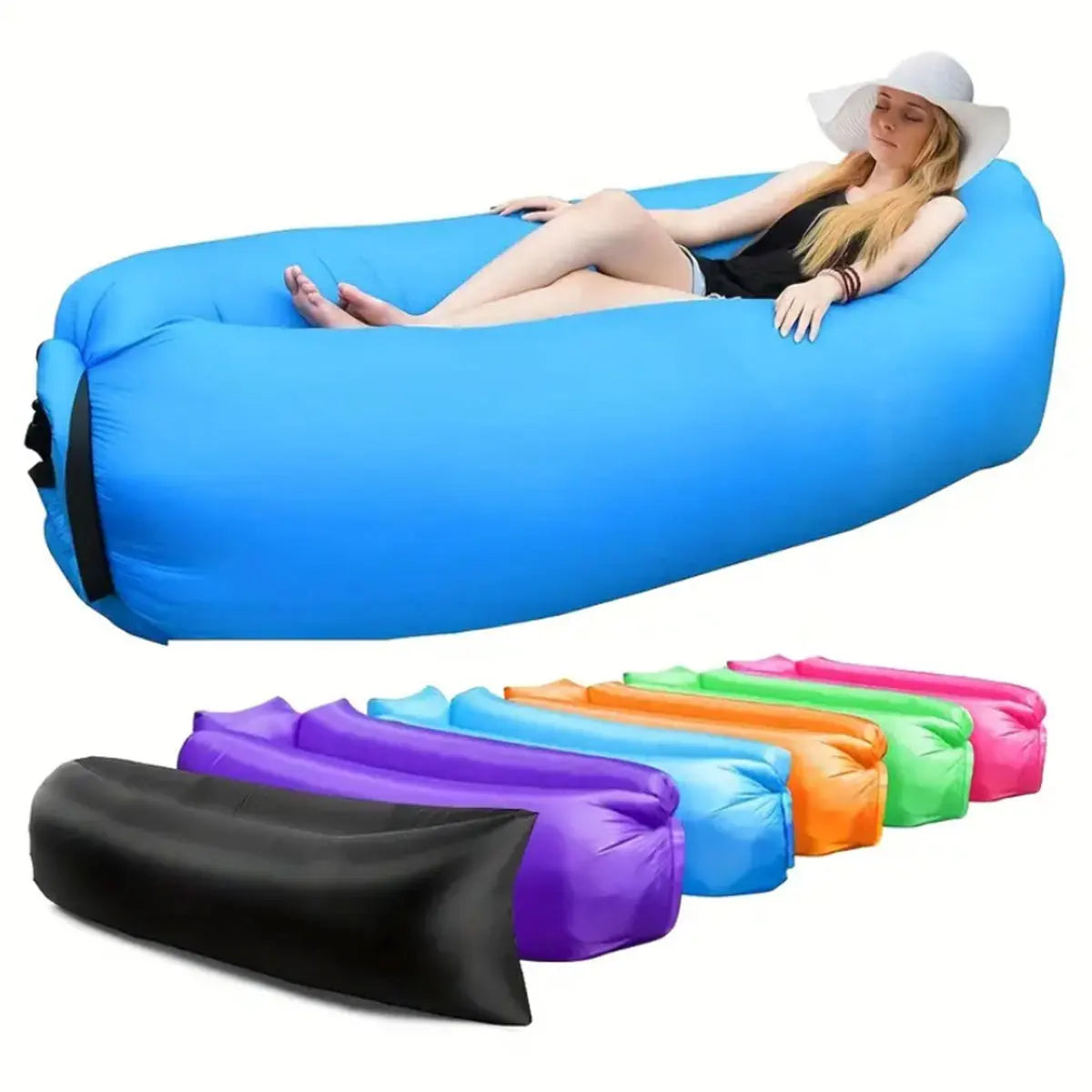 Inflatable Lounger Air Sofa Hammock for Backyard, Beach, Camping