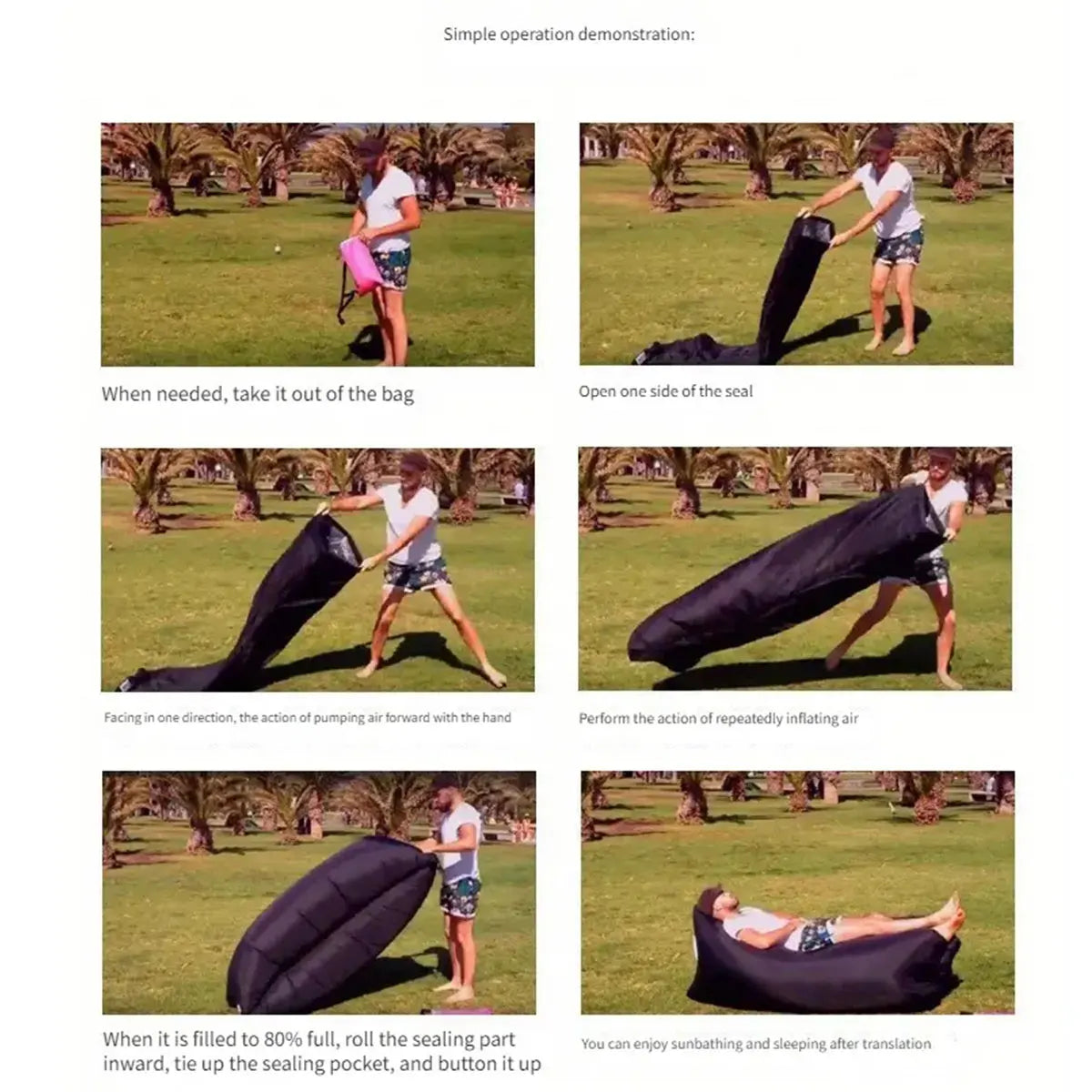 Inflatable Lounger Air Sofa Hammock for Backyard, Beach, Camping