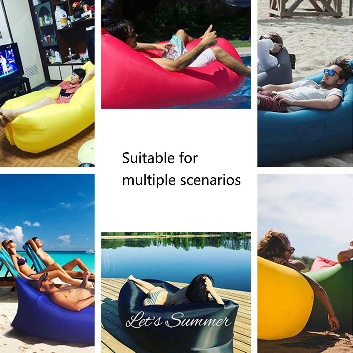 Inflatable Lounger Air Sofa Hammock for Backyard, Beach, Camping