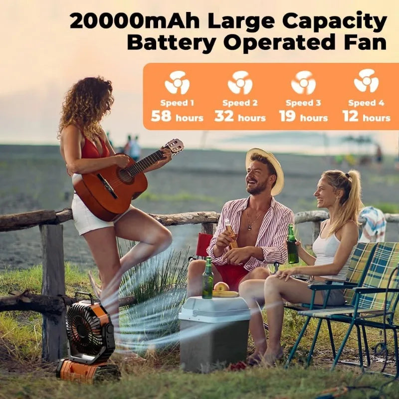 Camping Fan with LED Light & 20000mAh Battery