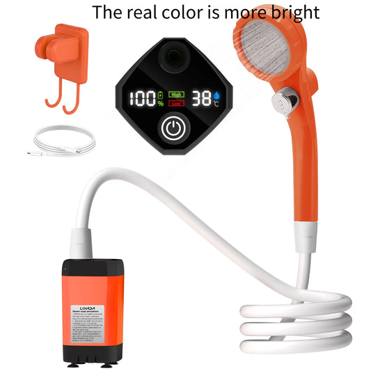 Portable Outdoor Camping Shower Kit – 6000mAh Digital Display Pump for RV & Travel