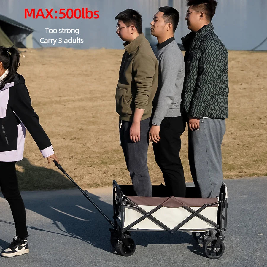 Heavy-Duty Folding Utility Wagon – Collapsible Trolley Cart for Beach, Camping & Garden Use