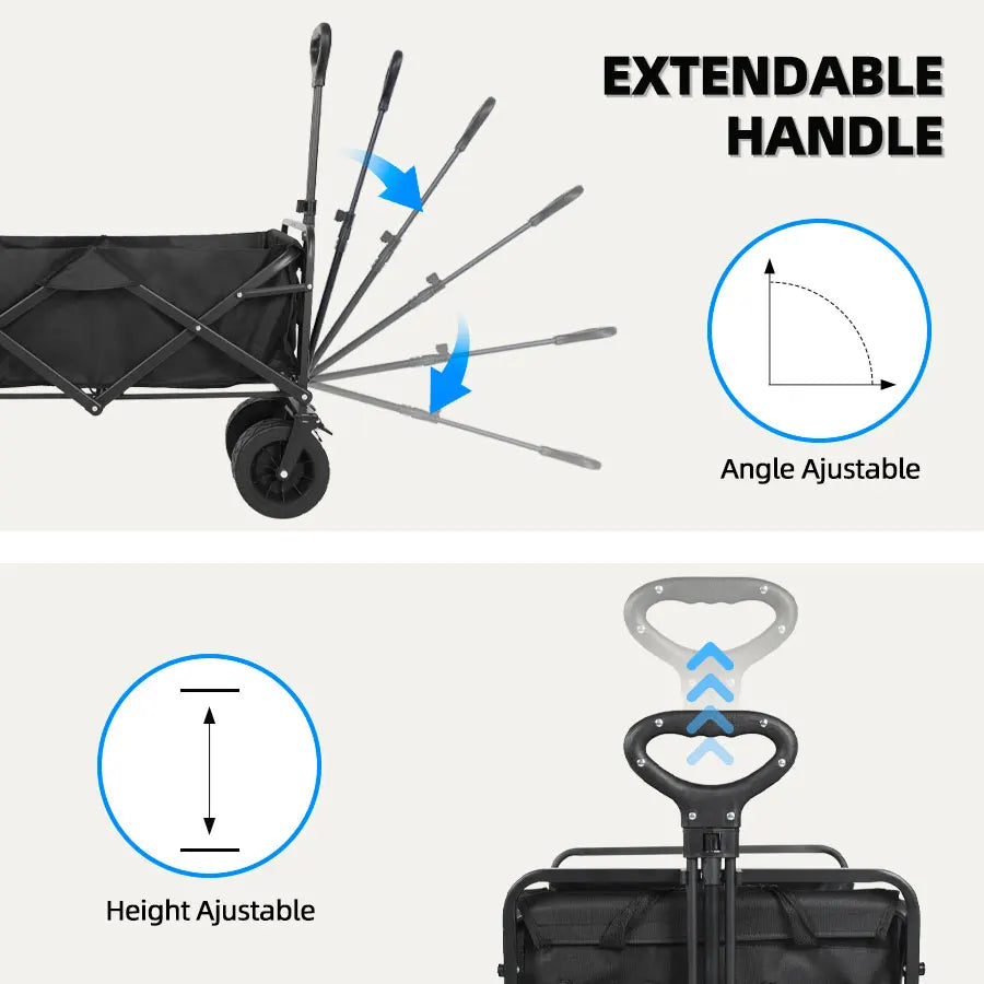 Heavy-Duty Folding Utility Wagon – Collapsible Trolley Cart for Beach, Camping & Garden Use