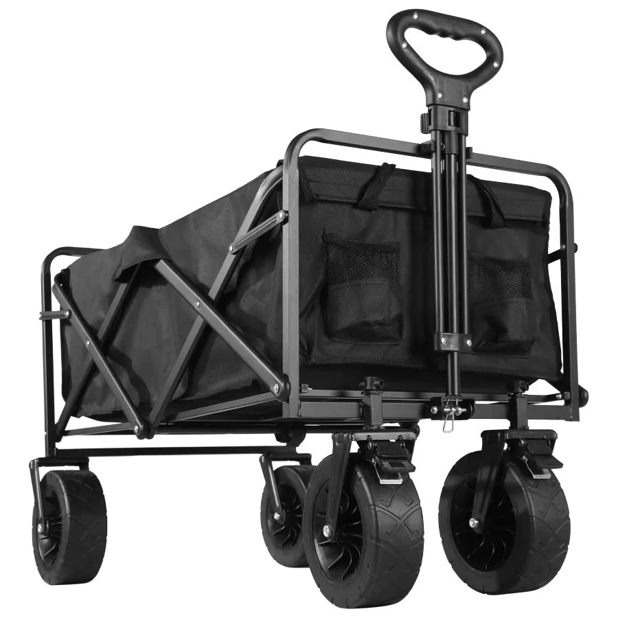 Heavy-Duty Folding Utility Wagon – Collapsible Trolley Cart for Beach, Camping & Garden Use