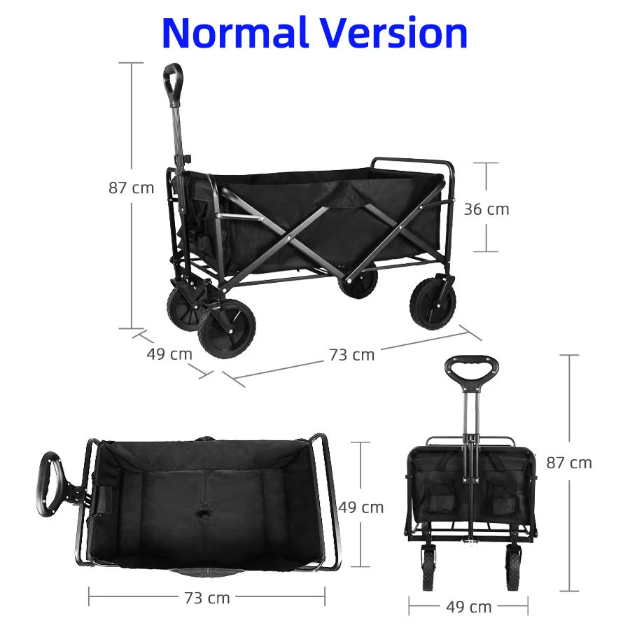 Heavy-Duty Folding Utility Wagon – Collapsible Trolley Cart for Beach, Camping & Garden Use