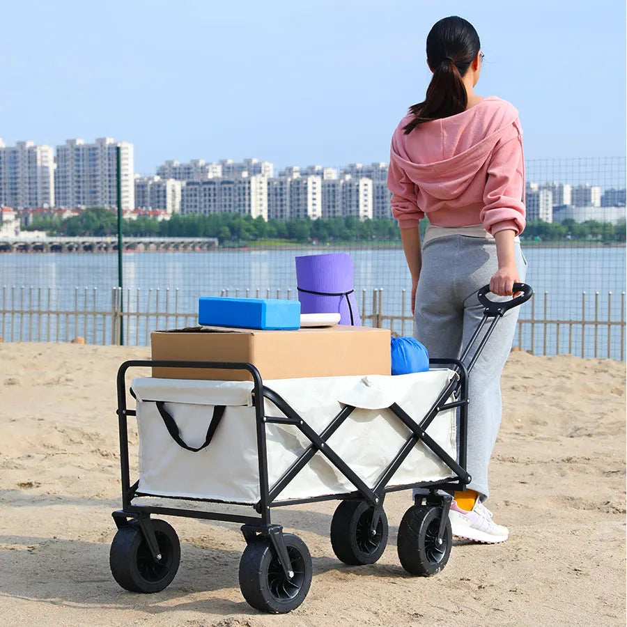 Heavy-Duty Folding Utility Wagon – Collapsible Trolley Cart for Beach, Camping & Garden Use