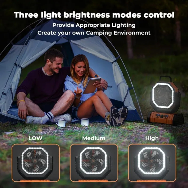 Camping Fan with LED Light & 20000mAh Battery