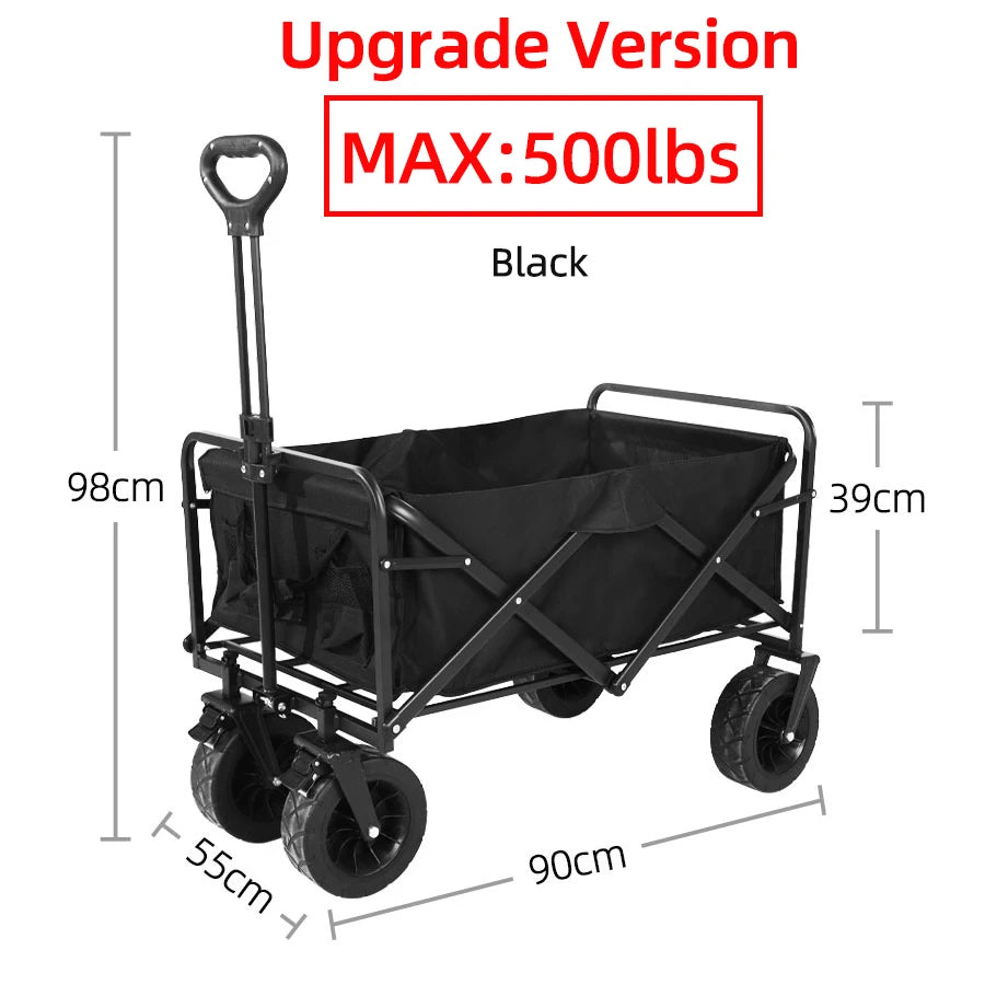 Heavy-Duty Folding Utility Wagon – Collapsible Trolley Cart for Beach, Camping & Garden Use