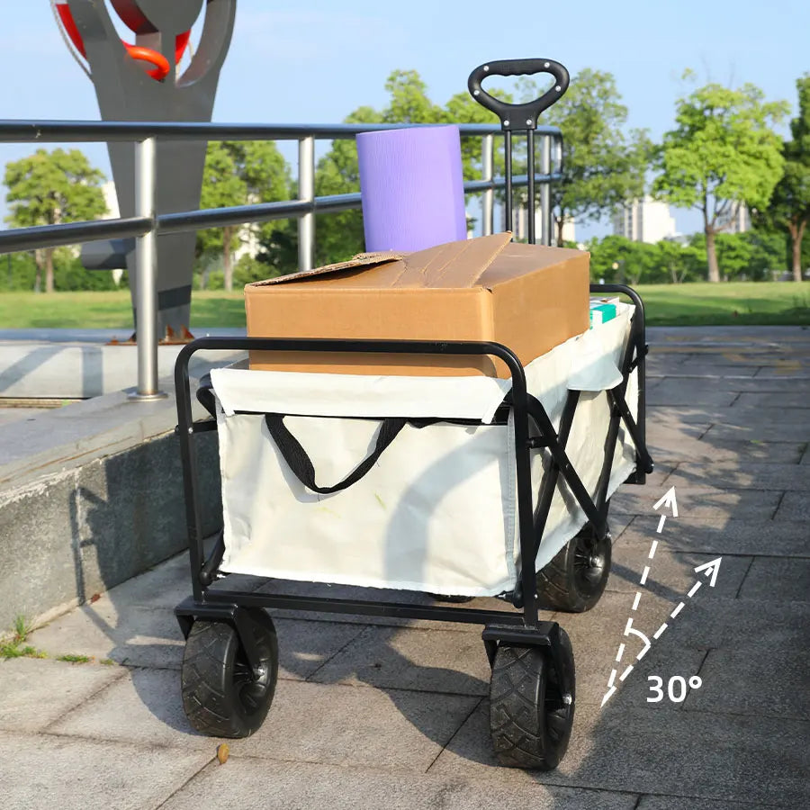 Heavy-Duty Folding Utility Wagon – Collapsible Trolley Cart for Beach, Camping & Garden Use