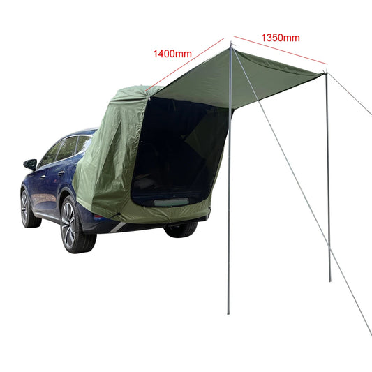 Car Rear Tent with Canopy – Rainproof & Sunshade Camping Extension Shelter
