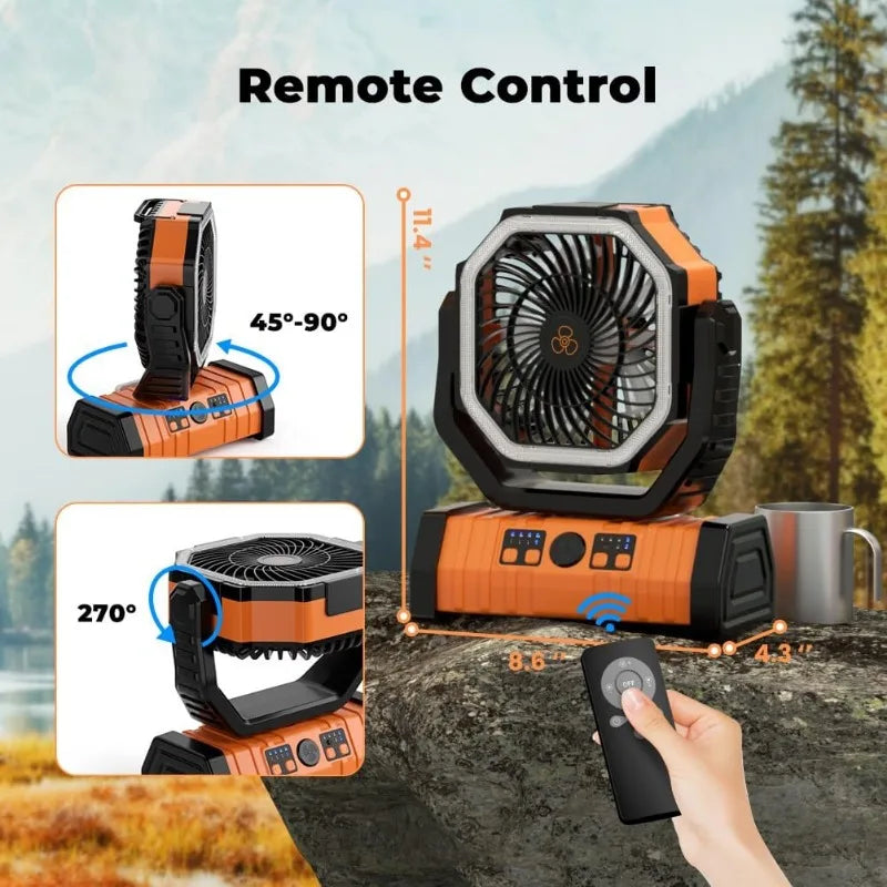 Camping Fan with LED Light & 20000mAh Battery
