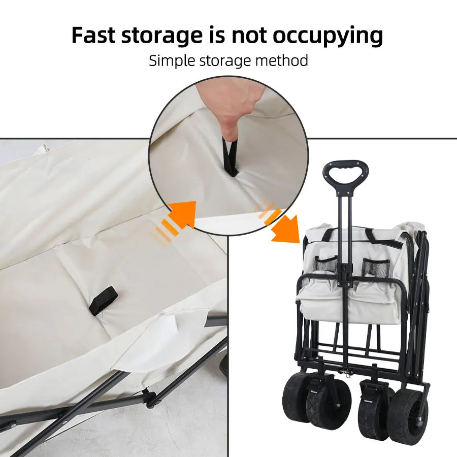 Heavy-Duty Folding Utility Wagon – Collapsible Trolley Cart for Beach, Camping & Garden Use