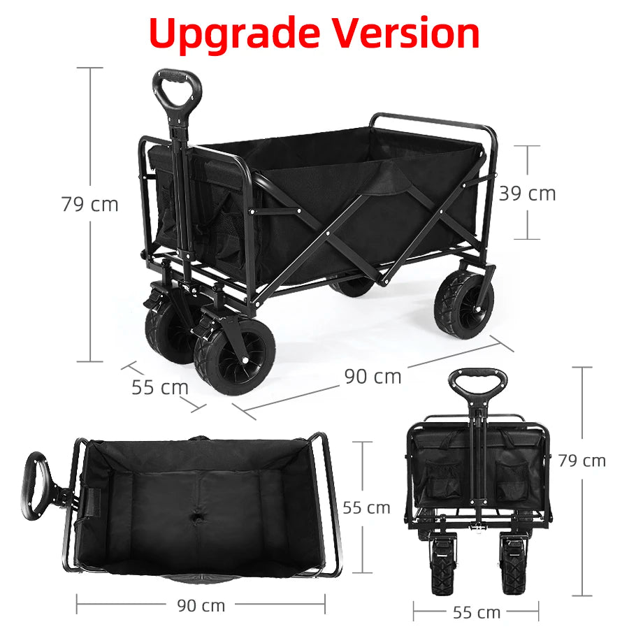 Heavy-Duty Folding Utility Wagon – Collapsible Trolley Cart for Beach, Camping & Garden Use