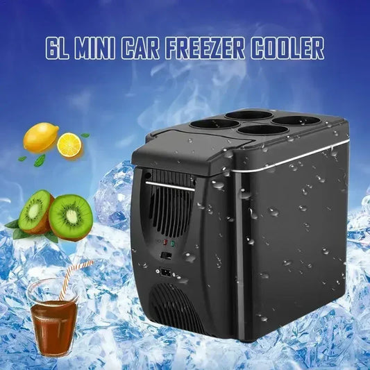 6L Mini Car Refrigerator – Portable 12V Cooler &amp; Warmer for Travel, Camping, and Office Use