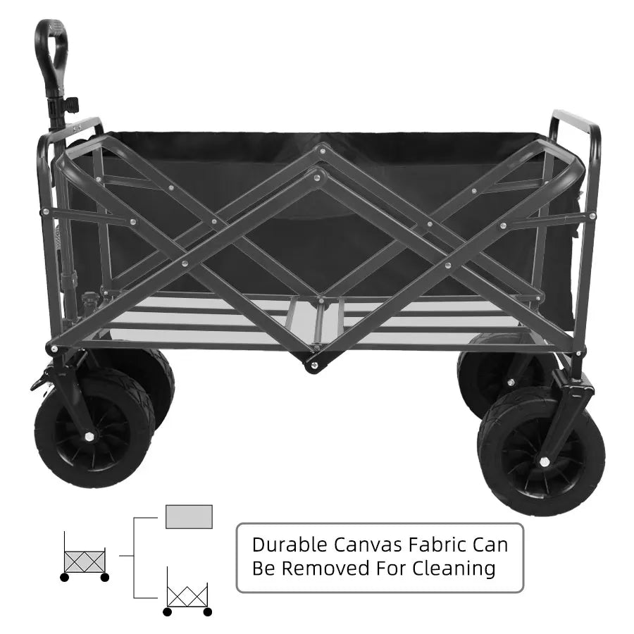 Heavy-Duty Folding Utility Wagon – Collapsible Trolley Cart for Beach, Camping & Garden Use