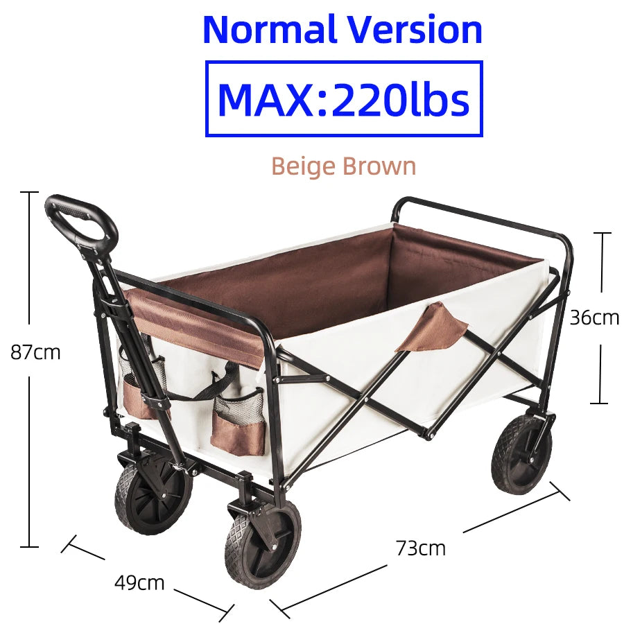 Heavy-Duty Folding Utility Wagon – Collapsible Trolley Cart for Beach, Camping & Garden Use