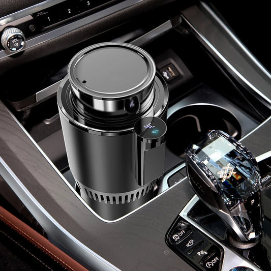 Smart 2-in-1 Car Cup Holder – Fast Heating & Cooling Beverage Mug with Touch Controls