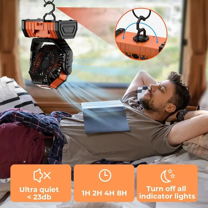 Camping Fan with LED Light & 20000mAh Battery