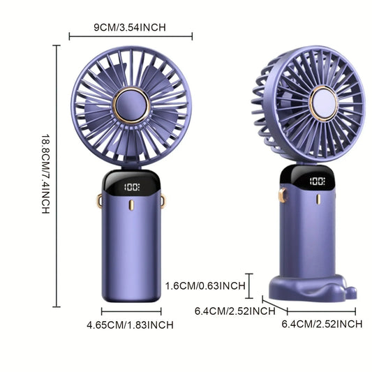 2-Pack Rechargeable Portable Handheld Fans – 5-Speed Mini Folding Fans with Power Display